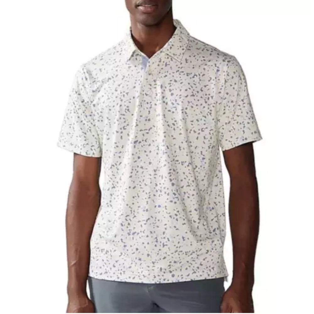 Chubbies Mens Golf Polo Shirt The Terrazzo Short Sleeve Button Up Large White